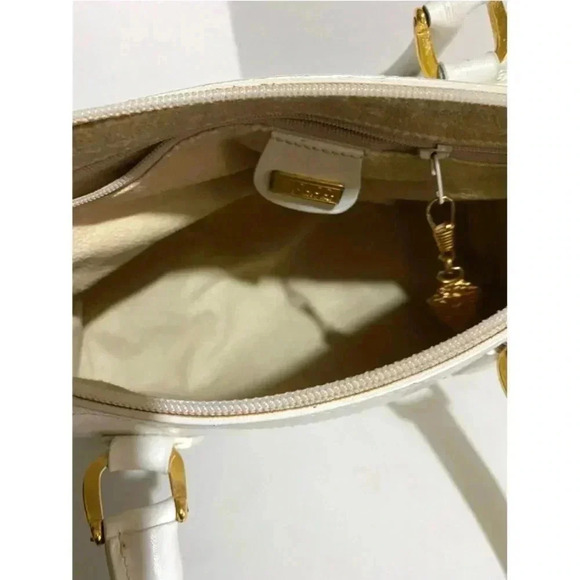 Gucci white  micro monogram canvas leather satchel handbag - Picture 6 of 12